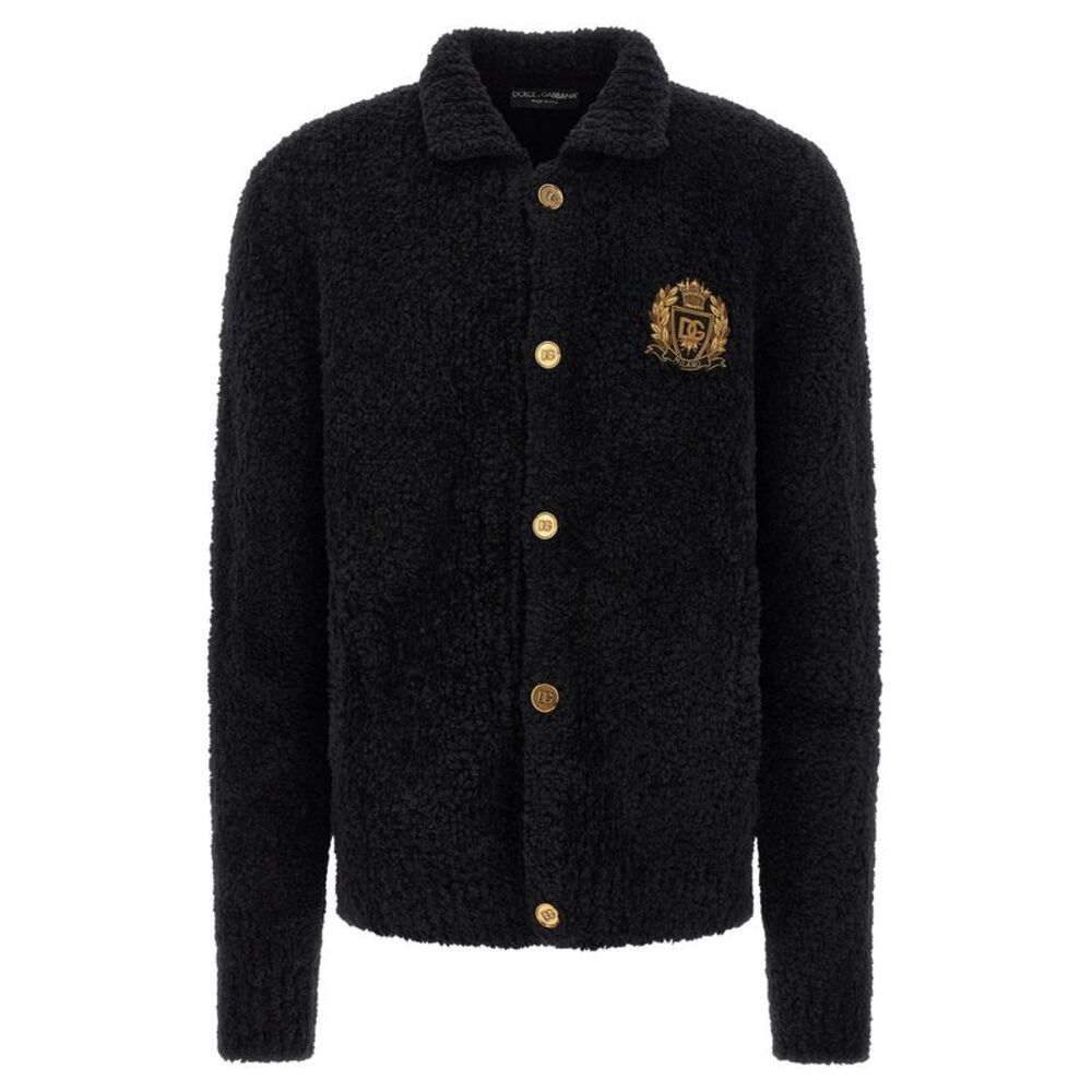 Dolce & Gabbana Black Alpaca Leather Men's Cardigan